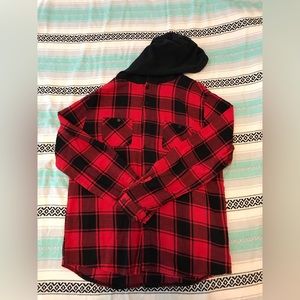 H2H | Men's Casual Button Down Long Sleeve Plaid Shirts Hoodie